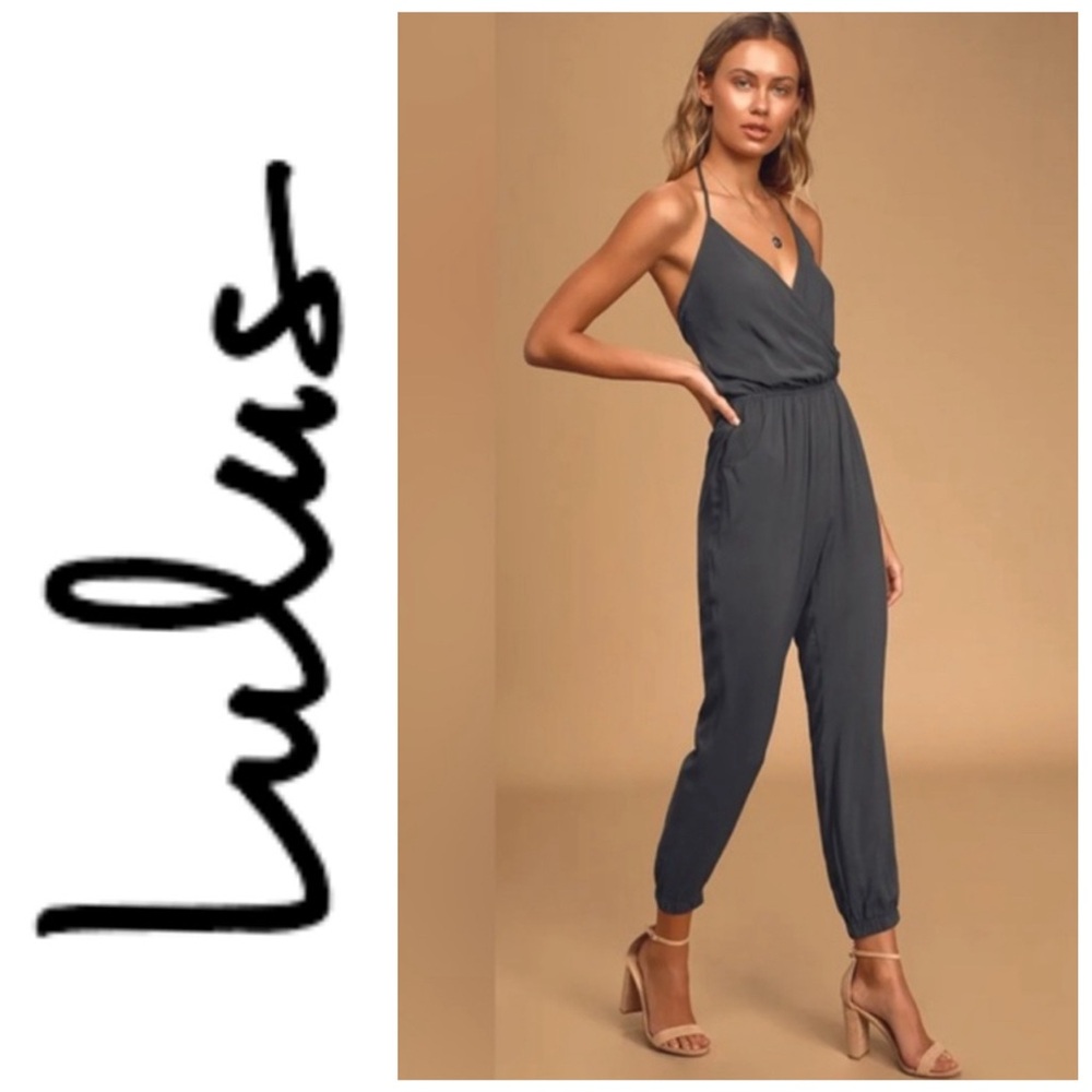 Lulu’s Learning To Fly charcoal grey jumpsuit